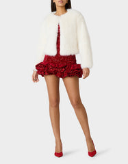 CHAMPAGNE LUXE FAUX FUR JACKET CREAM Women's Cream Faux Fur Jacket