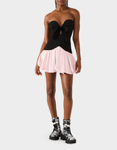 BETSEY'S BOW DRESS BLACK MULTI Women's Strapless Black and Pink Mini Dress