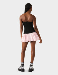 BETSEY'S BOW DRESS BLACK MULTI Women's Strapless Black and Pink Mini Dress