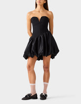 BUBBLE SOIREE DRESS BLACK Women's Black Bubble Hem Strapless Mini Dress