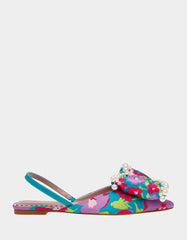 CAMILO TEAL MULTI Floral Slingback Flats