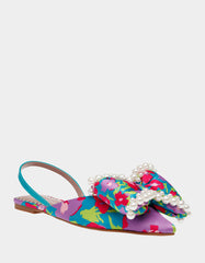 CAMILO TEAL MULTI Floral Slingback Flats