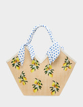 DON'T BE TARTY TOTE NATURAL Lemon Scarf Women's Tote Handbag