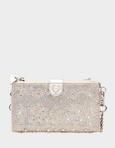 WALLET ON CHAIN PHONE HOLDER SILVER Women's Rhinestone Embellished Wallet