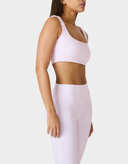 GINGHAM PRINT BRA TOP PINK MULTI Women's Activewear Pink Gingham Bra Top
