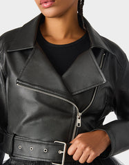 REBEL ROSE JACKET BLACK Women's Leather Long-Sleeved Jacket