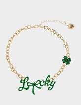 LUCKY FRONTAL NECKLACE GREEN Women's St. Patrick's Day Bib Necklace