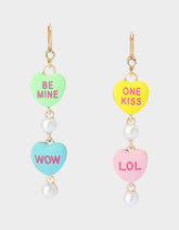 SWEETHEART LINEAR EARRINGS MULTI Women's Valentine's Day Candy Hearts Earrings