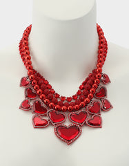 VALENTINE'S LOVE SPELL BUNDLE Women's Valentine's Day Red Heart Necklace and Bracelet Set
