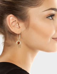 BASKETBALL HOOP SHEPPARD HOOK EARRINGS ORANGE Rhinestone Women's Drop Earrings