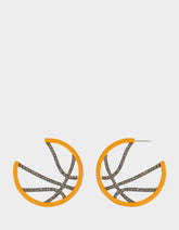 BASKETBALL HOOP EARRINGS ORANGE Sports-Themed Rhinestone Women's Earrings