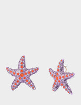 MERMAID JEWELS STARFISH STUDS PURPLE Women's Starfish Rhinestone Stud Earrings