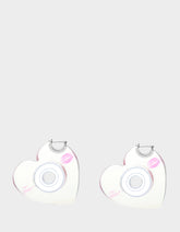 CD HEART HOOPS METALLIC Women's Heart-Shaped Disc Earrings