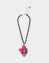RIBBON FOOTBALL PENDANT PINK Women's Football Pendant Necklace