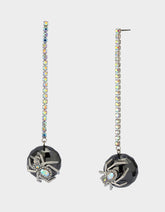 DISCO BALL SPIDER EARRINGS CRYSTAL Women's Halloween-Themed Spider Disco Ball Drop Linear Rhinestone Earrings