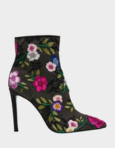 ANITA BLACK MULTI FLORAL Pointed-Toe Heeled Ankle Boot