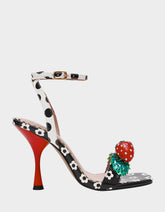 ADDISON Black/White Multi Women's Strappy Square-Toe Heel