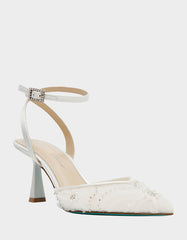 DELIA IVORY Pointed-Toe Bling Mesh Women's Heel