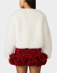 CHAMPAGNE LUXE FAUX FUR JACKET CREAM Women's Cream Faux Fur Jacket