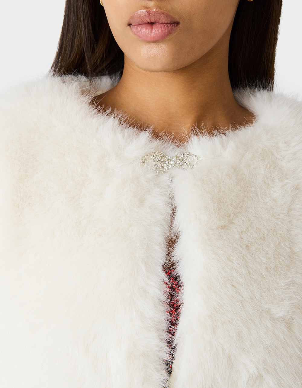 CHAMPAGNE LUXE FAUX FUR JACKET CREAM Women's Cream Faux Fur Jacket