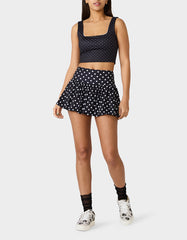 BUBBLE PRINT POLKA DOT SKIRT BLACK MULTI Women's Activewear Black Polka Dot Bubble Hem Skirt