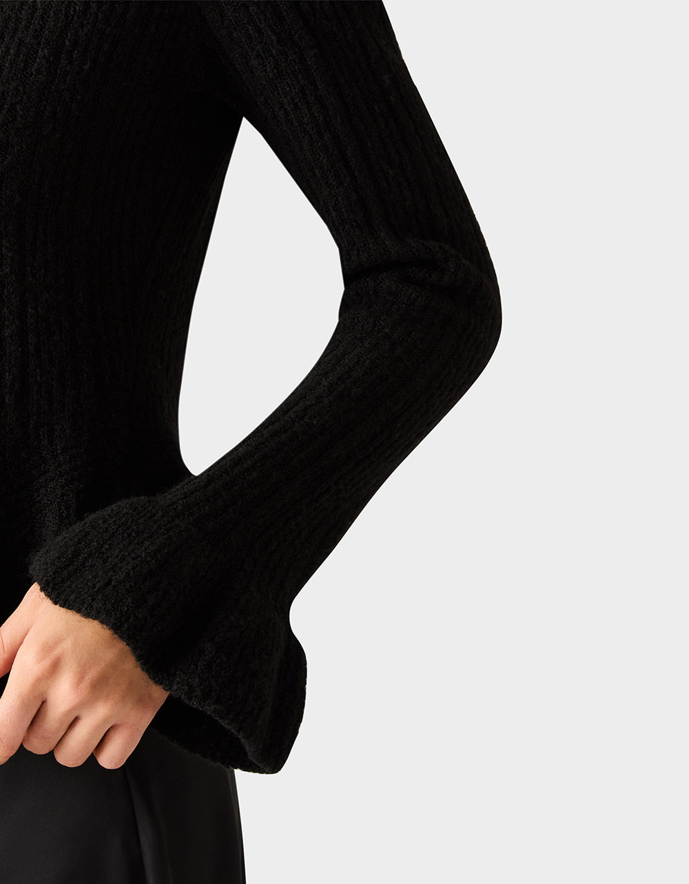 BELLE CARDIGAN BLACK Women's Black V-Neck Button Down Cardigan Sweater