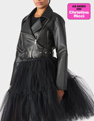 REBEL ROSE JACKET BLACK Women's Leather Long-Sleeved Jacket