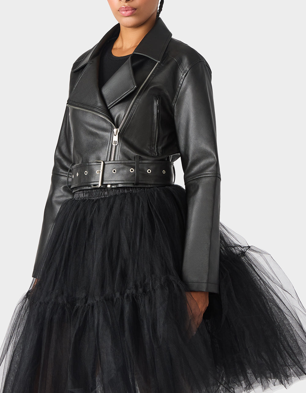 REBEL ROSE JACKET BLACK Women's Leather Long-Sleeved Jacket