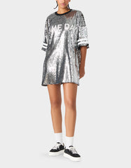 THE SPORTS FAN HOLIDAY BUNDLE Women's Game Day Sequin Jersey Dress and Sidny Football Rhinestone Sneaker