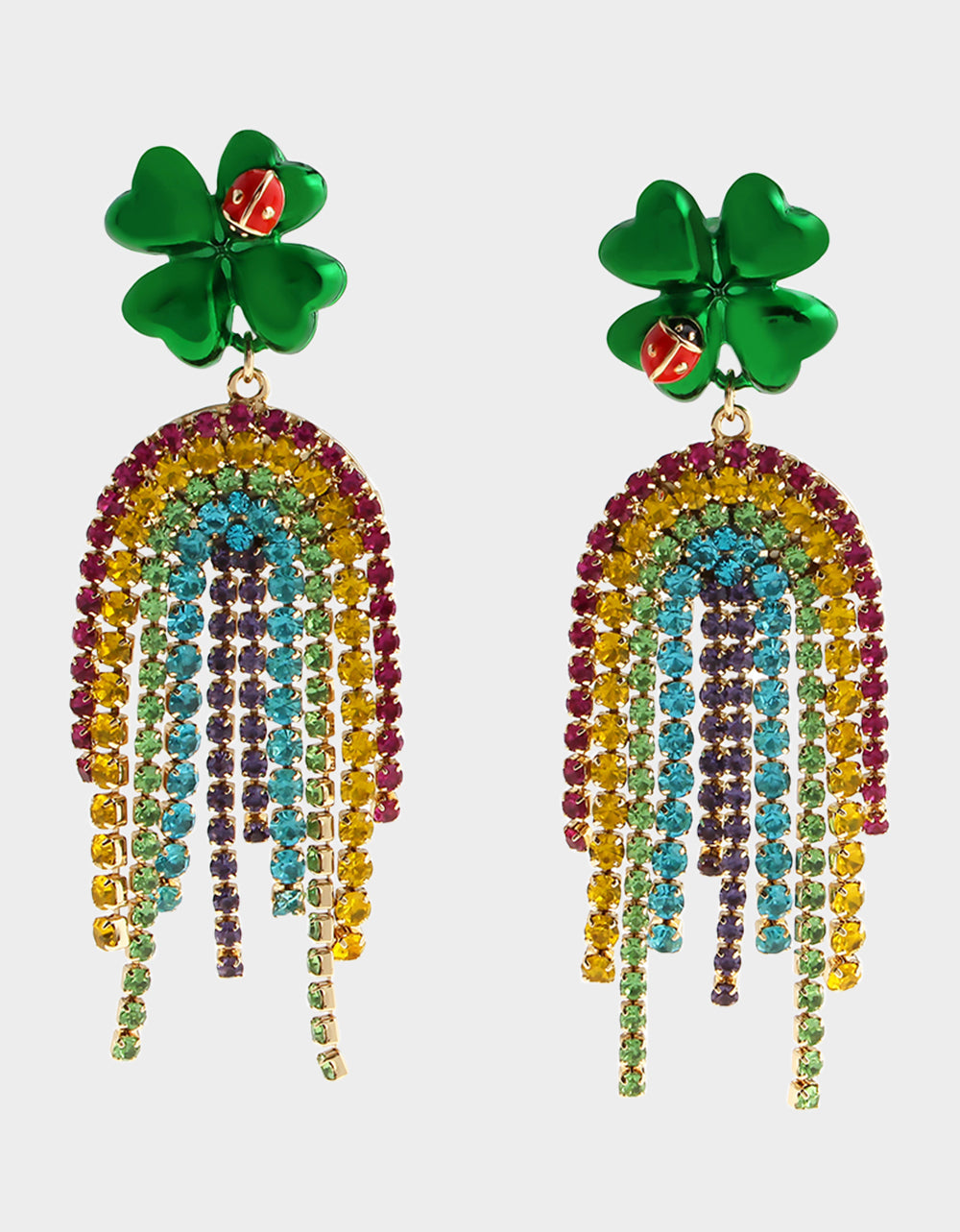 SHAMROCK RAINBOW CHANDELIER EARRINGS MULTI Women's St. Patrick's Day Shamrock Rainbow Earrings