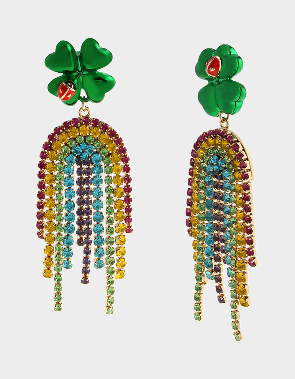 SHAMROCK RAINBOW CHANDELIER EARRINGS MULTI Women's St. Patrick's Day Shamrock Rainbow Earrings