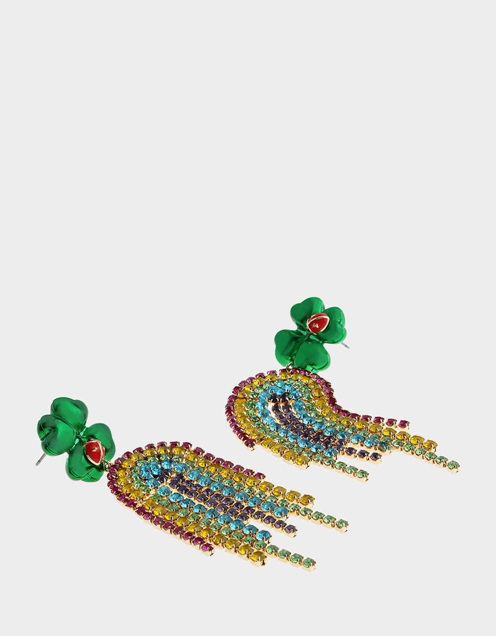 SHAMROCK RAINBOW CHANDELIER EARRINGS MULTI Women's St. Patrick's Day Shamrock Rainbow Earrings