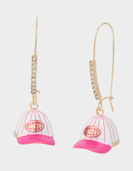 BASEBALL HAT SHEPPARD HOOK EARRINGS PINK Sport's-Themed Women's Earrings