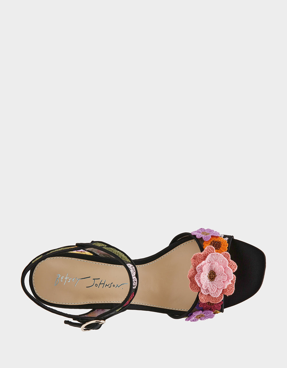 BLARE BLACK FLORAL Square-Toe Slingback Block Heel