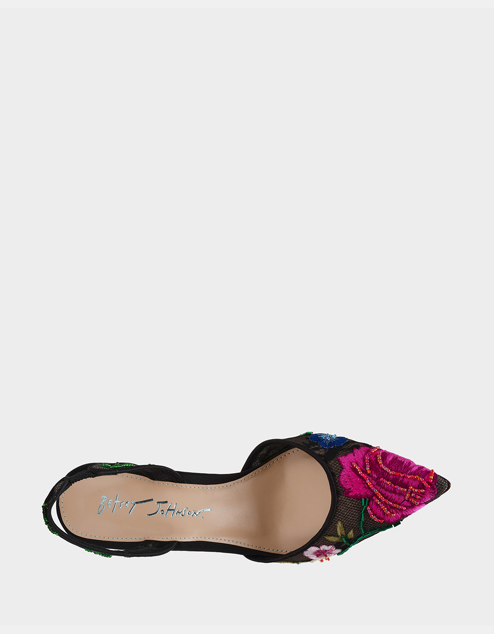 APRIL BLACK MULTI FLORAL Pointed-Toe Slingback Pump Heels