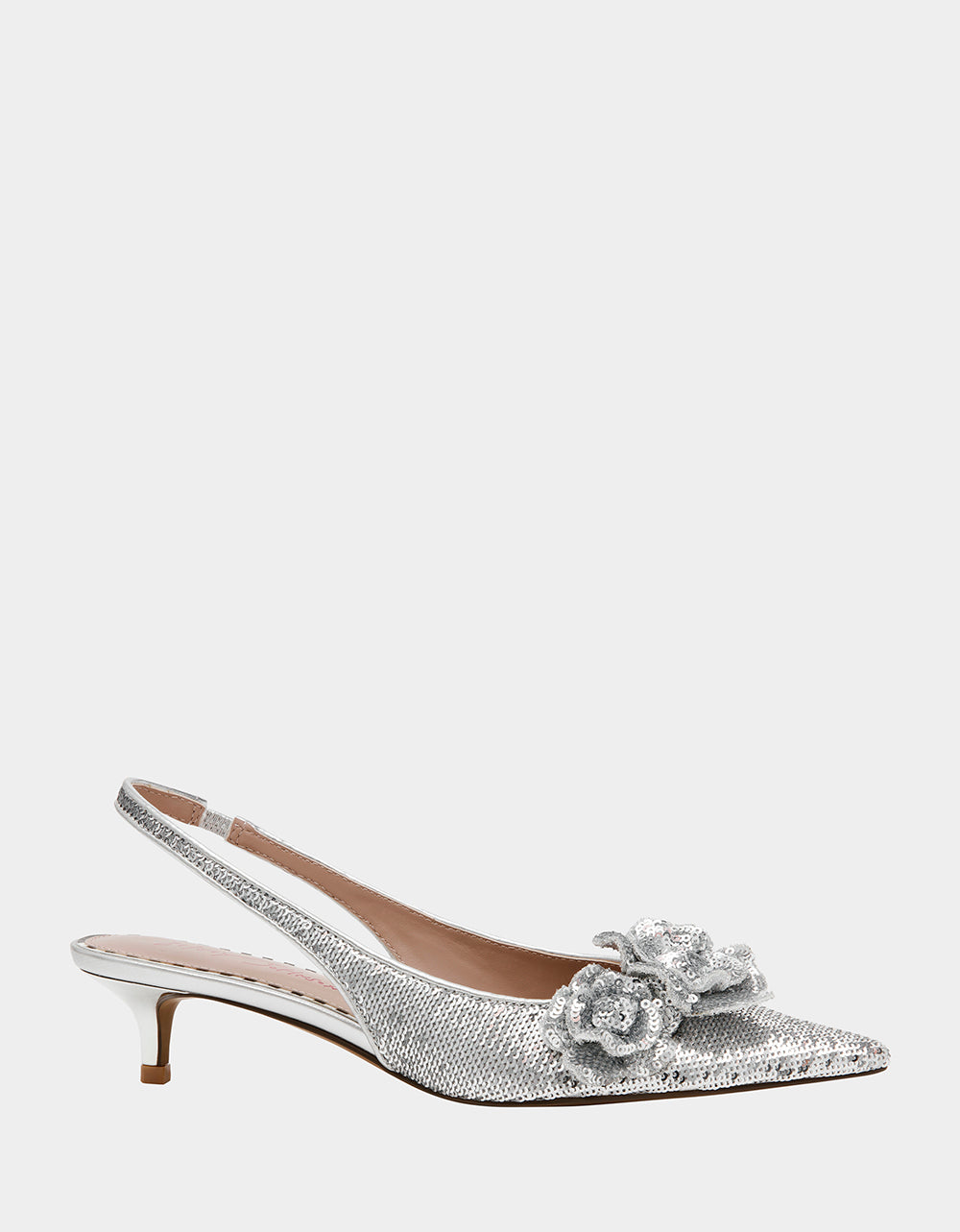 AURORRA SILVER Sequins Kitten Heel