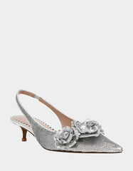 AURORRA SILVER Sequins Kitten Heel