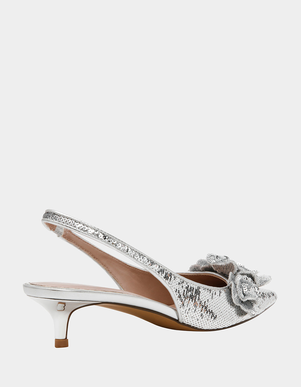 AURORRA SILVER Sequins Kitten Heel