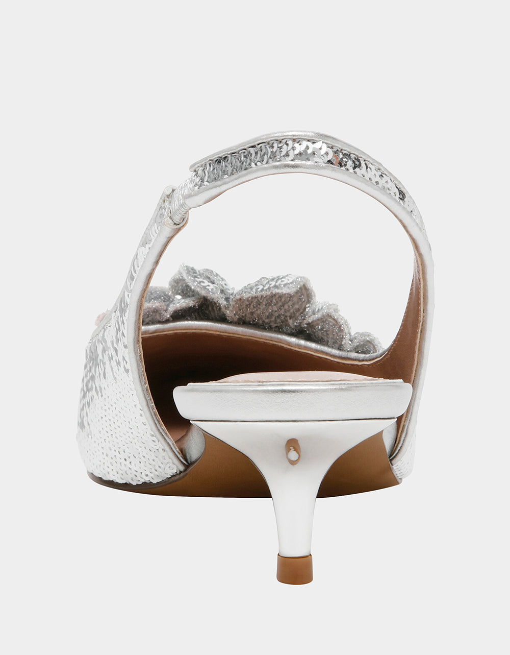 AURORRA SILVER Sequins Kitten Heel