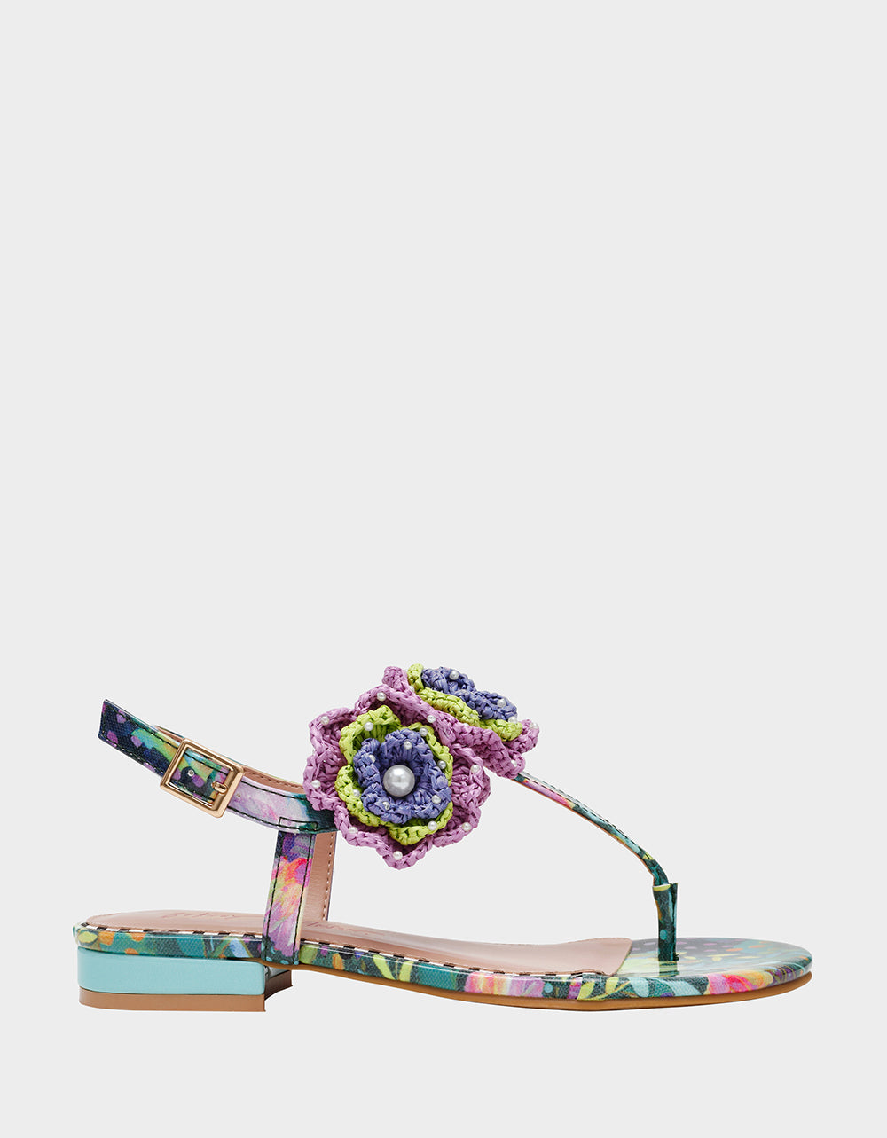 CINDII BRIGHT MULTI T-Strap Flat Thong Sandal