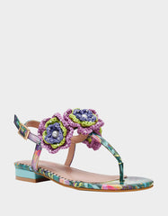 CINDII BRIGHT MULTI T-Strap Flat Thong Sandal