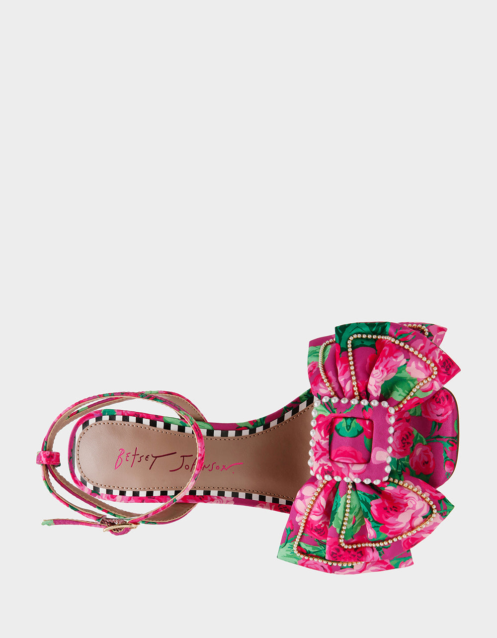 DENLY FUCHSIA FLORAL Square-Toe Strappy Heel