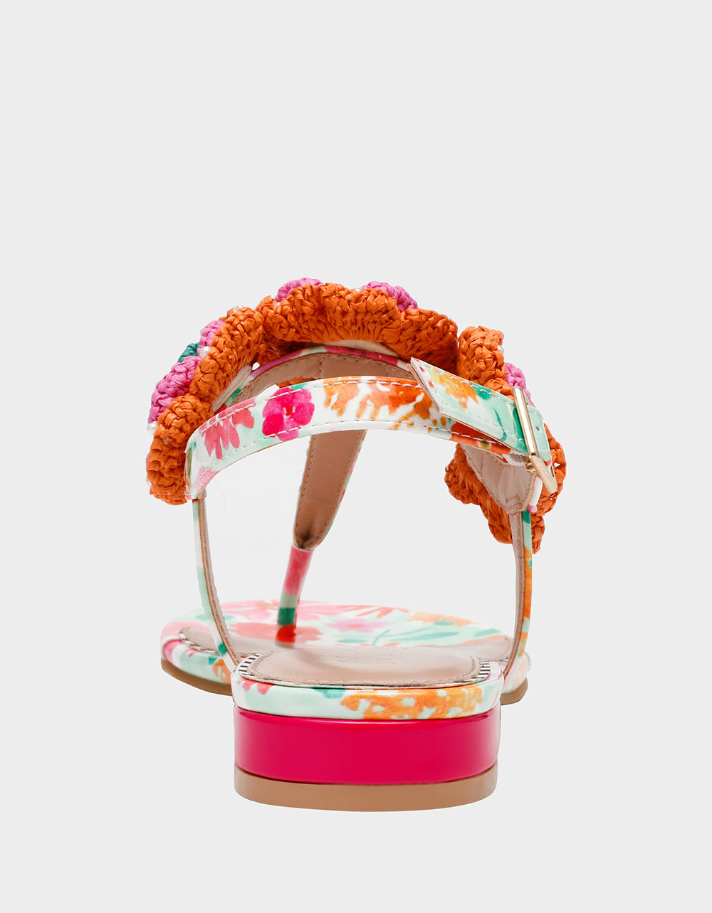 CINDII WHITE MULTI T-Strap Flat Thong Sandal