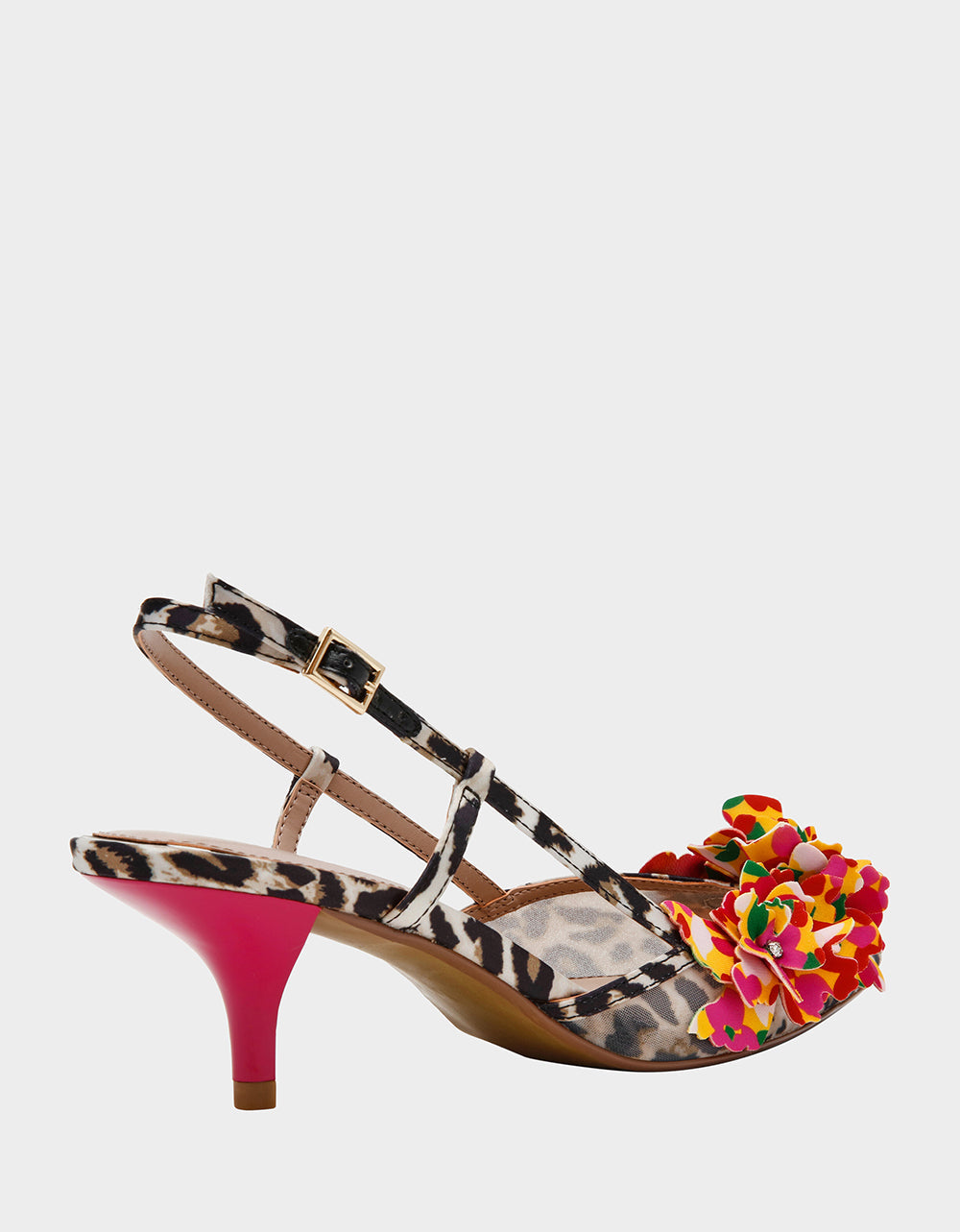 BAYLEE LEOPARD MULTI Women's Leopard Floral Slingback Kitten Heel