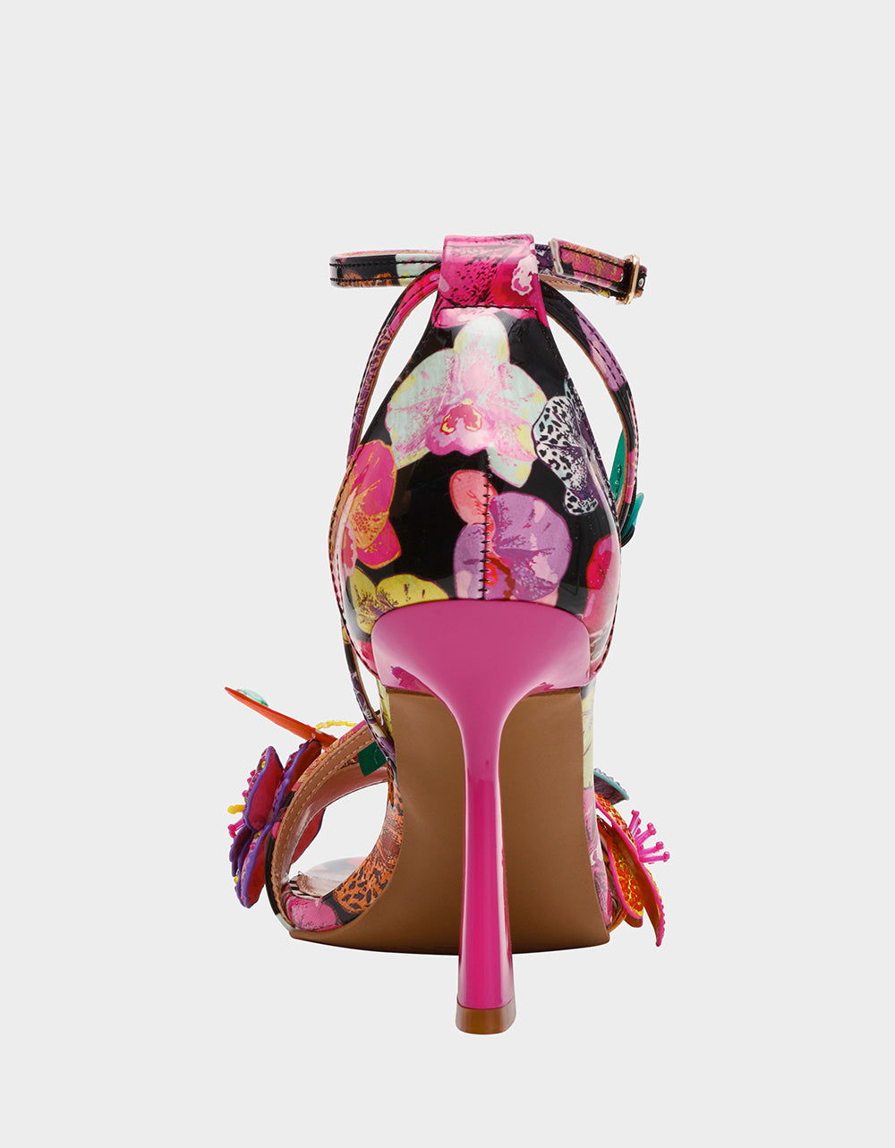 CAMILE BLACK MULTI Women's Floral Butterfly Rhinestone High Heel