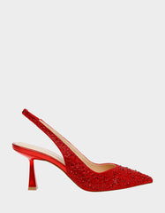 CLARK RED Slingback Kitten Heels