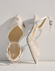 DELIA IVORY Pointed-Toe Bling Mesh Women's Heel