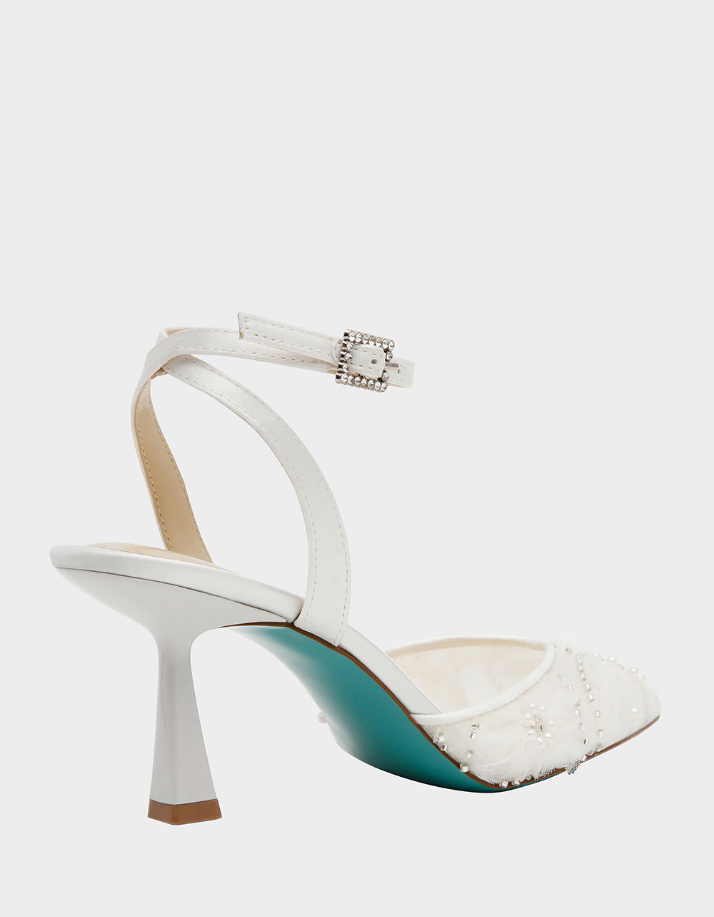 DELIA IVORY Pointed-Toe Bling Mesh Women's Heel